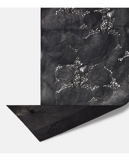 Magda Butrym Black Floral Perforated Leather Scarf