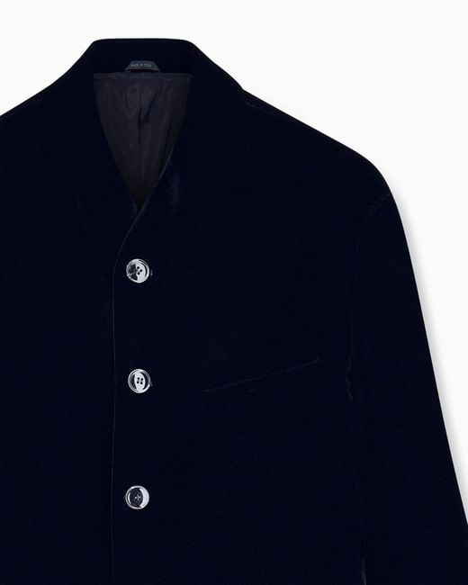 Giorgio Armani Blue One Shot Velvet Blazer for men