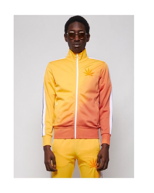 Palm Angels Orange Leaf Embroidered Degrade Track Jacket for men