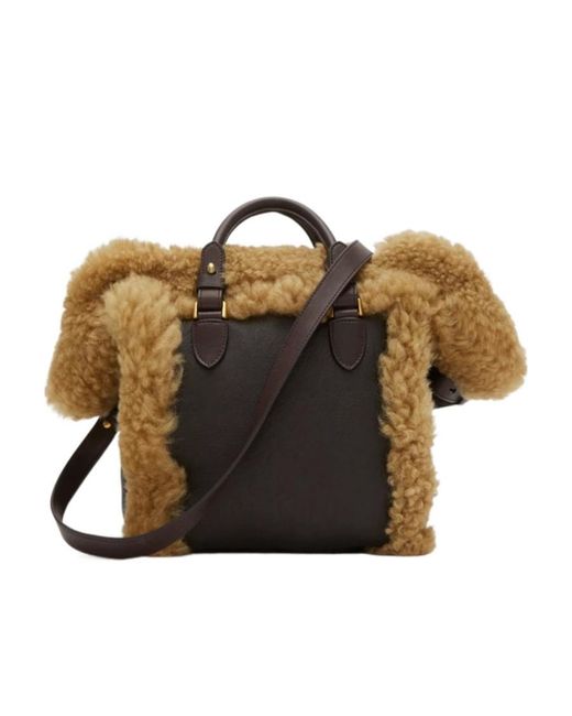 Burberry Multicolor Shield Shearling Tote Bag