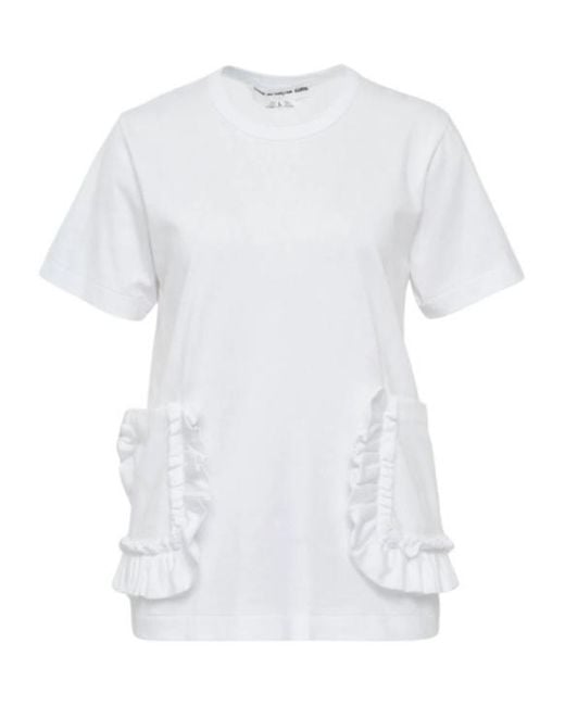 Comme des Garçons White Comme Des Garçons Girl Ruffle Pocket Crewneck T-Shirt