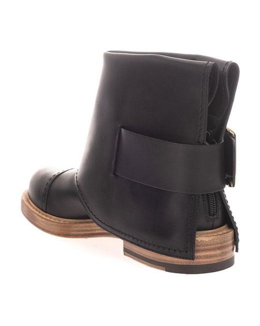McQueen Black Buckle-Detail Ankle Boots