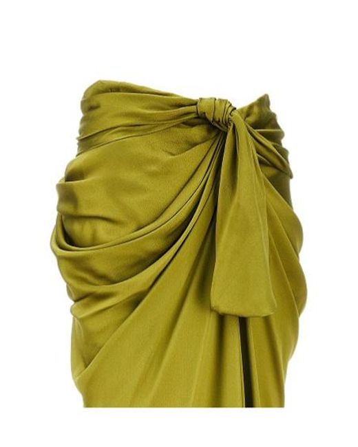 Chloé Green Draped Silk Skirt