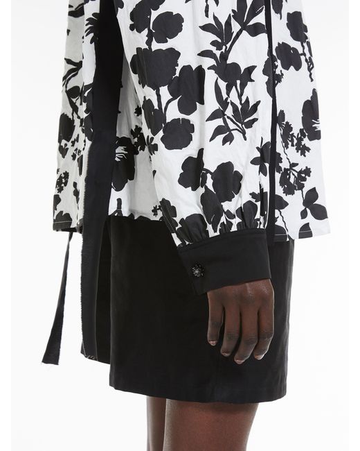 Max Mara Black Floral Printed Long-Sleeved Top