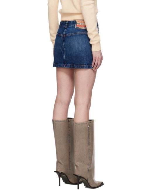 DIESEL Blue De-Ron Whiskering Effect Denim Mini Skirt