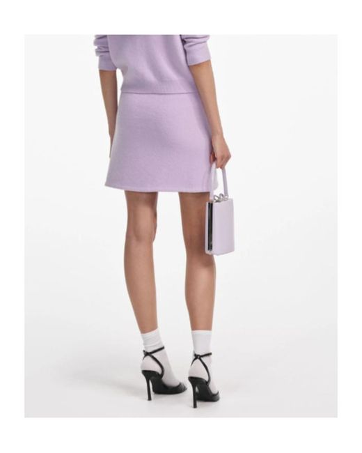 Self-Portrait Purple Rhinestone-Embellished Knit Skirt