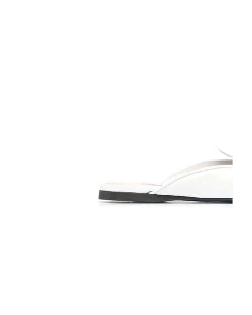 Miu Miu White Chain-Link Slippers