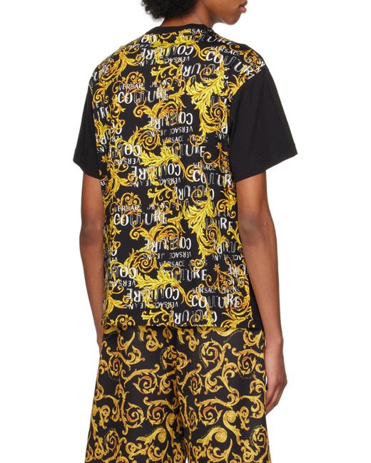 Versace Jeans Black Baroque-Pattern Print Detail T-Shirt for men