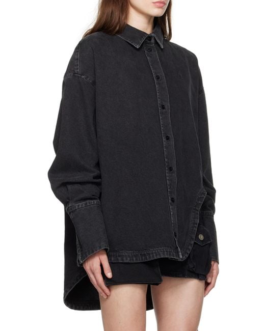 The Attico Blue The Logo Embroidered Buttoned Denim Shirt