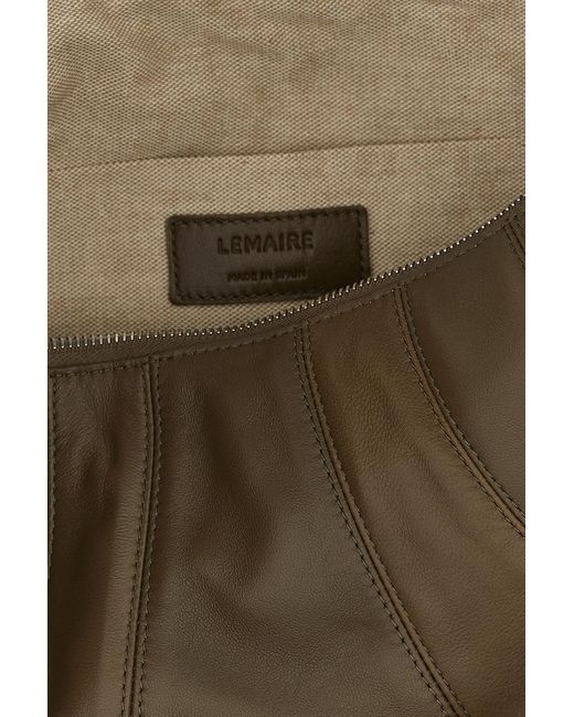 Lemaire Brown Fortune Croissant Zipped Shoulder Bag
