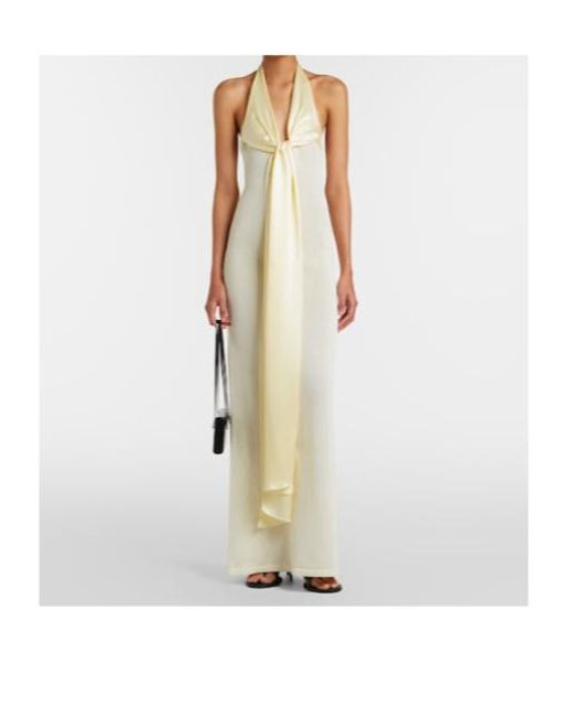 AYA MUSE White Nayra Cotton And Silk Blend Maxi Dress