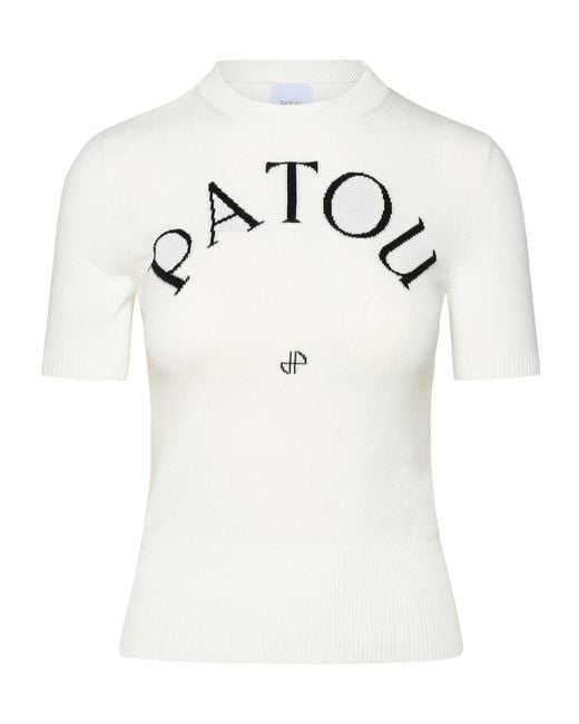 Patou White Logo Detail Sweater