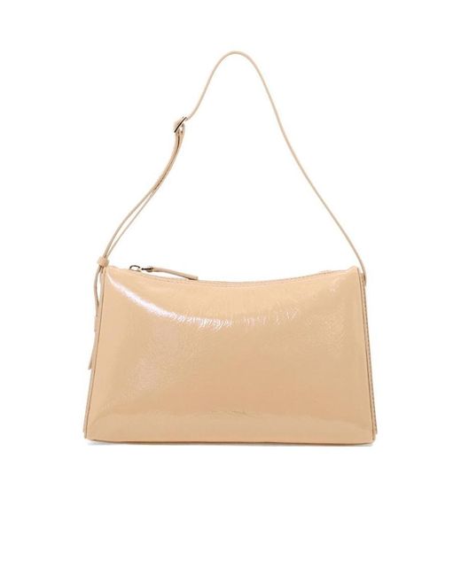 MANU Atelier Natural Logo Detailed Zip-Up Shoulder Bag