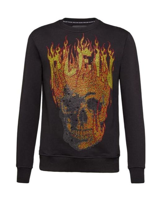 Philipp Plein Black Round-Necked Diamond Sweater for men