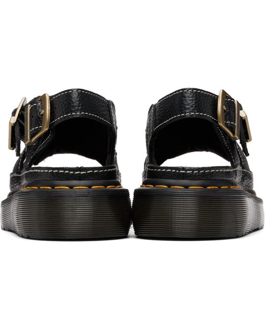 Dr. Martens Black Wrenlie Flower-Embossed Buckled Sandals