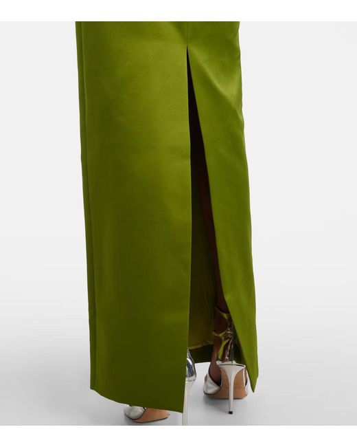 Emilia Wickstead Green Amadine Embellished Satin Gown