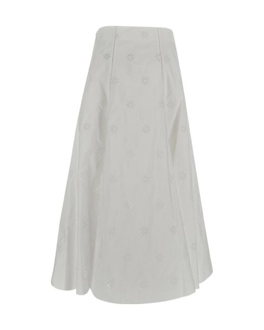 Chloé White Chloé Flared Midi Skirt