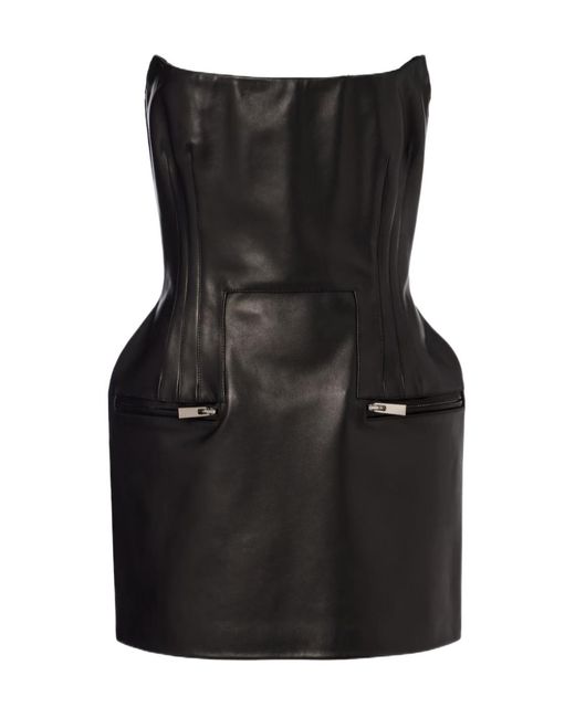 Magda Butrym Black Leather Bustier Minidress