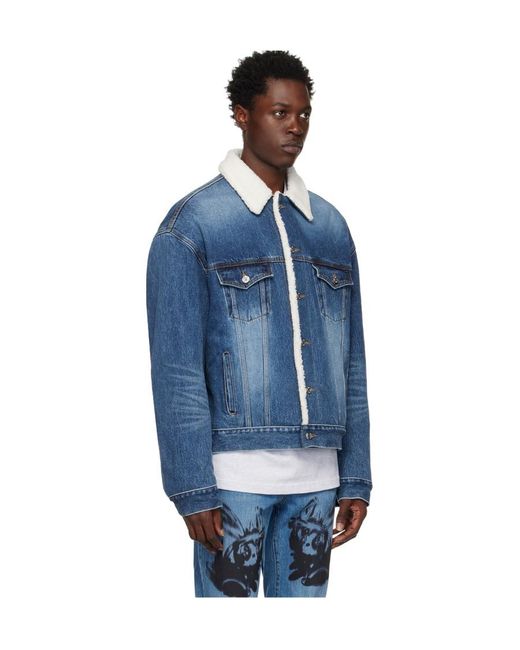we11done Blue Logo Denim Jacket for men