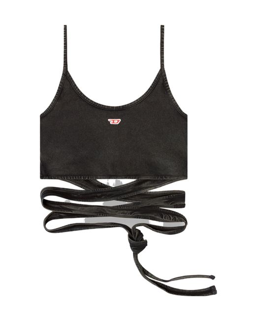 DIESEL Black T-Leya Cropped Spaghetti Strap Top