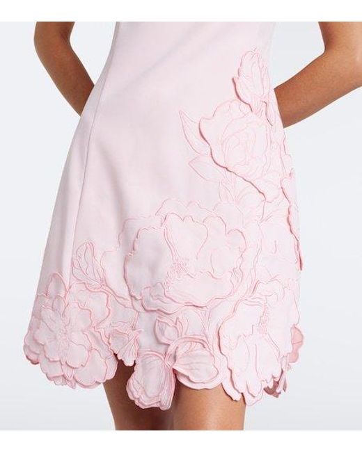 Leo Pink Floral-Appliqué Minidress