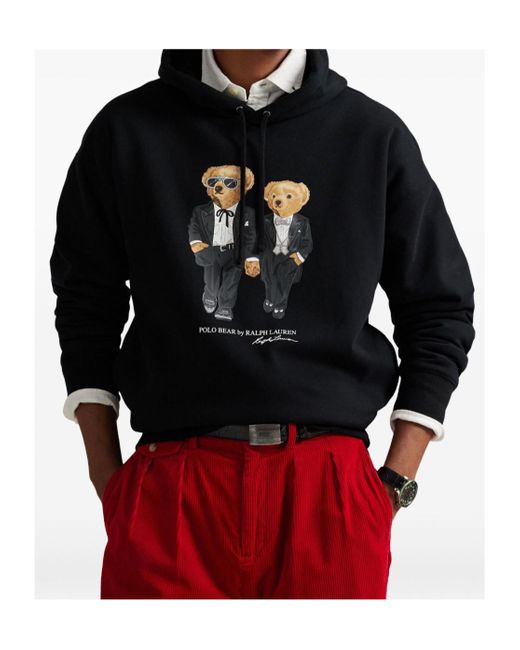 Polo Ralph Lauren Black The Ralph Ricky Tuxedo Bear Hoodie for men