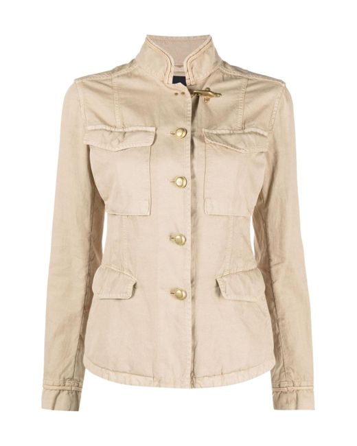 Fay Natural Buttoned Military Jacket