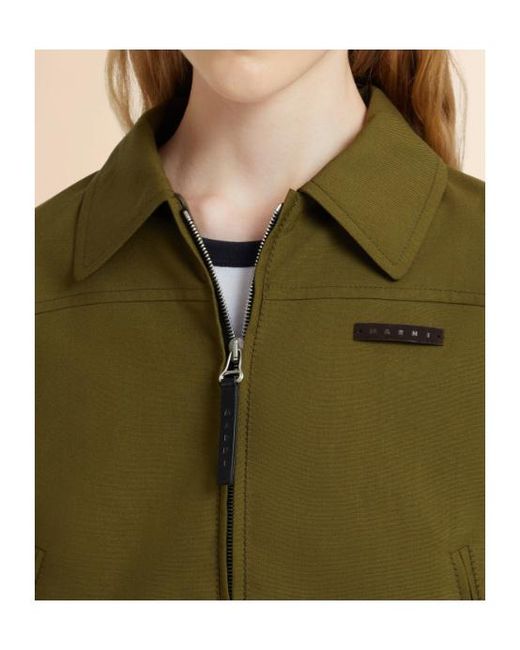 Marni Green Logo Patch Zipped Bomber Jacket