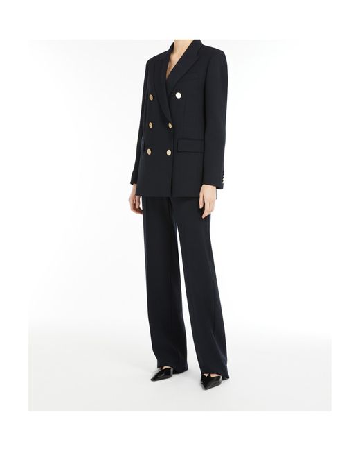 Max Mara Blue Studio Pleat Detailed Straight Leg Trousers