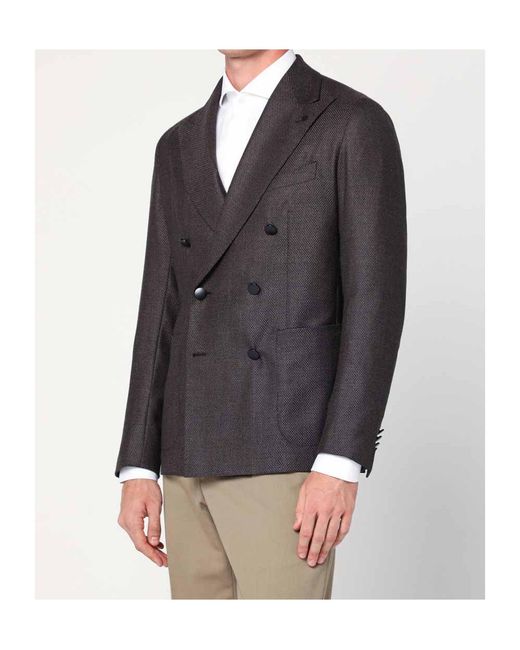 Tagliatore Gray Double-Breasted Tailored Blazer for men