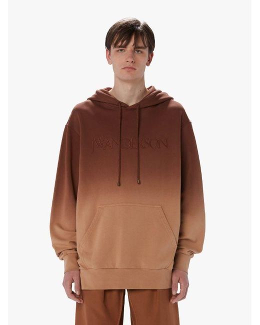 J.W. Anderson Brown Jw Anderson Logo Embroidered Drawstring Hoodie for men