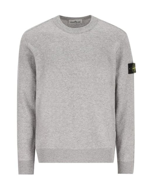 Stone Island Gray Long-Sleeved Sweater for men