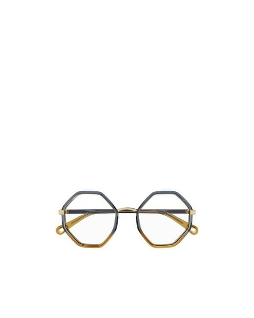 Chloé White Chloé Eyewear Hexagonal-Frame Glasses