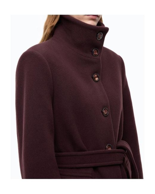 Pinko Purple High Neck Belt Coat