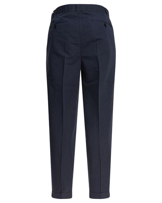 Tom Ford Blue Pleated Poplin Pants for men