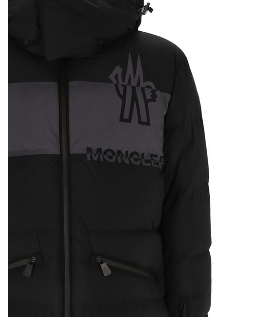 Moncler Black Grenoble Logo Printed Hooded Padded Jacket for men