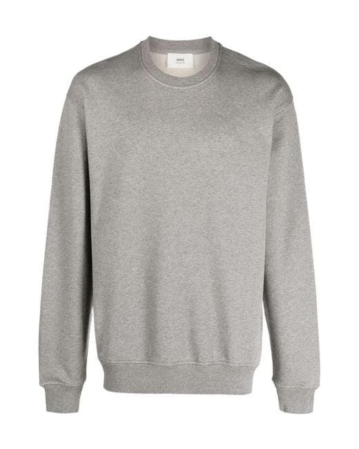 AMI Gray Ami De Coeur Organic Cotton Sweatshirt for men
