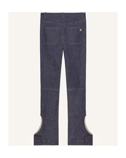 Courreges Blue Logo-Embroidered Straight Jeans