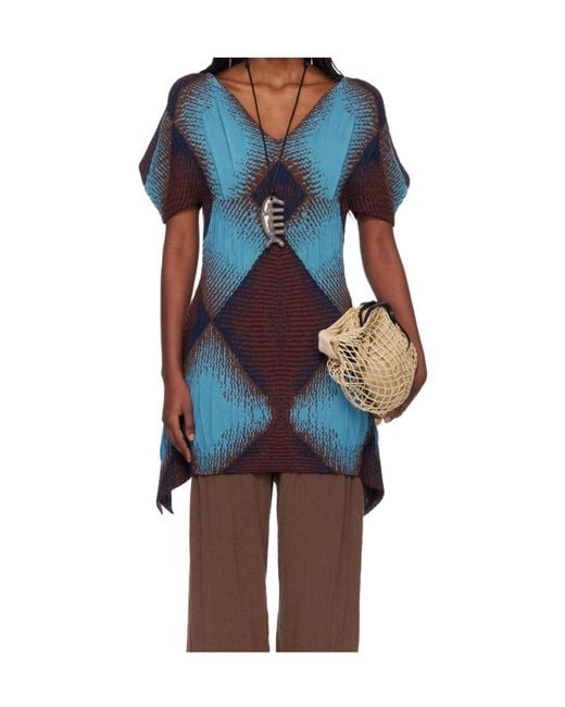 Kiko Kostadinov Blue V-Neck Dress