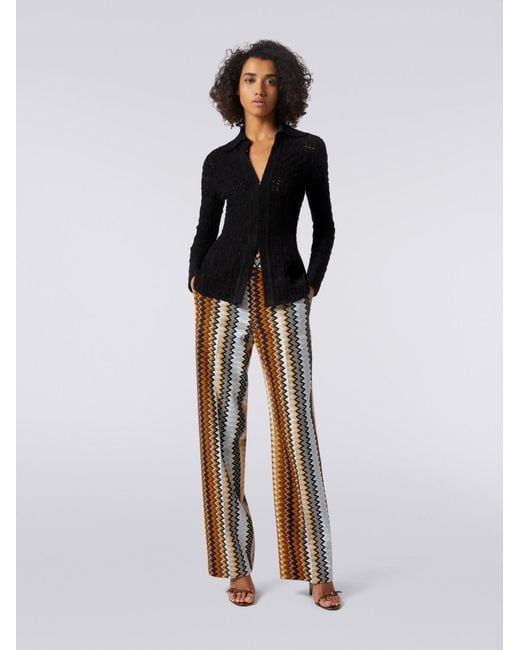 Missoni Natural Mid-Rise Wide-Leg Trousers