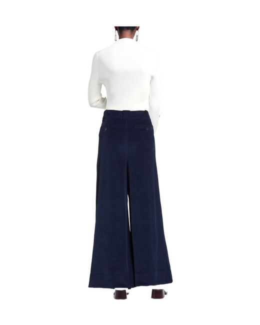 Farm Rio Blue Plain Colour Wide-Leg Trousers