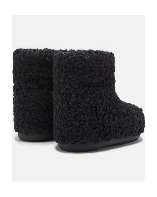 Moon Boot Black Icon Low Faux-Shearling Boots