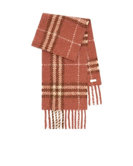 Burberry White Check Alpaca Wool Blend Bouclé Scarf