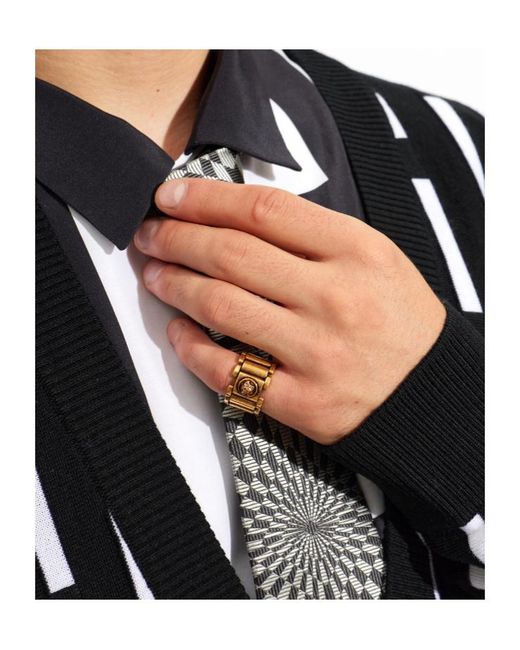 Versace Metallic Link Ring for men