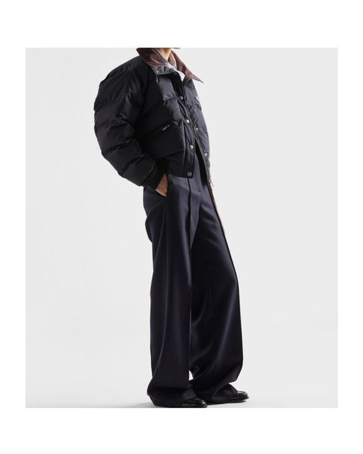Prada Blue Cropped Compact Poplin Down Jacket