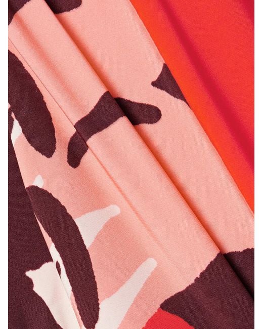 Johanna Ortiz Red Twist-Front Floral-Print Crepe Mini Dress