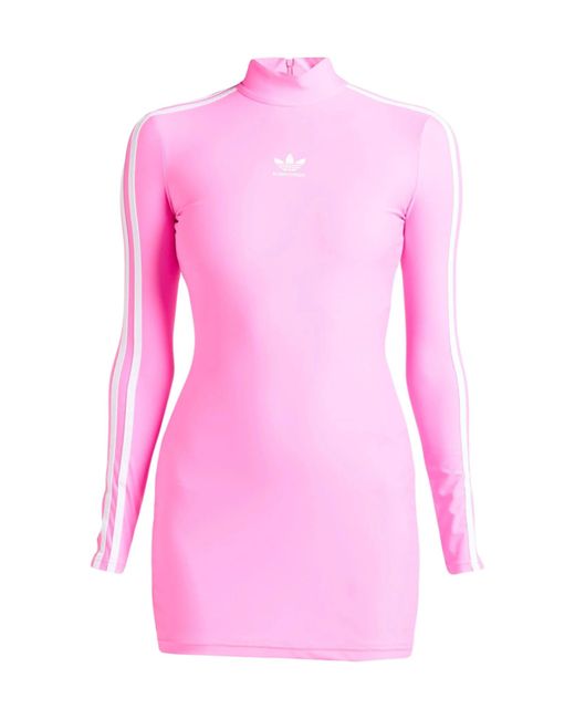 Balenciaga Pink High-Neck Long-Sleeve Bodycon Mini Dress