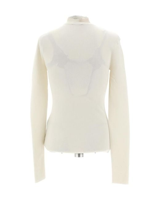 Joseph White Long-Sleeve Ribbed Sweater