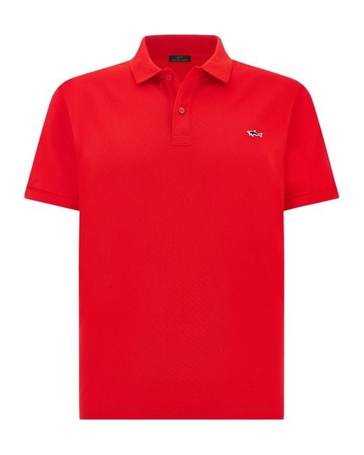 Paul & Shark Red Logo Piqué Polo Shirt for men