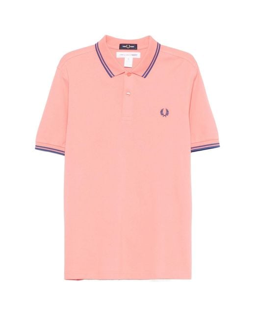 Comme des Garçons White X Fred Perry Logo-Embroidered Polo Shirt for men